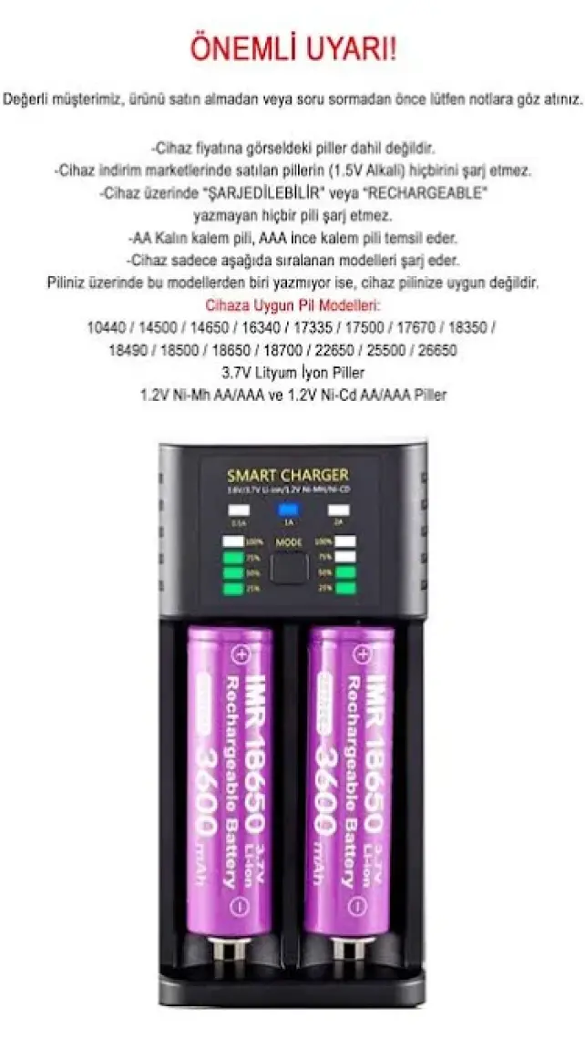 Greentech Akıllı Pil Şarj Cihazı Lityum Iyon + Ni Mh + Ni Cd Piller / GT-BC06