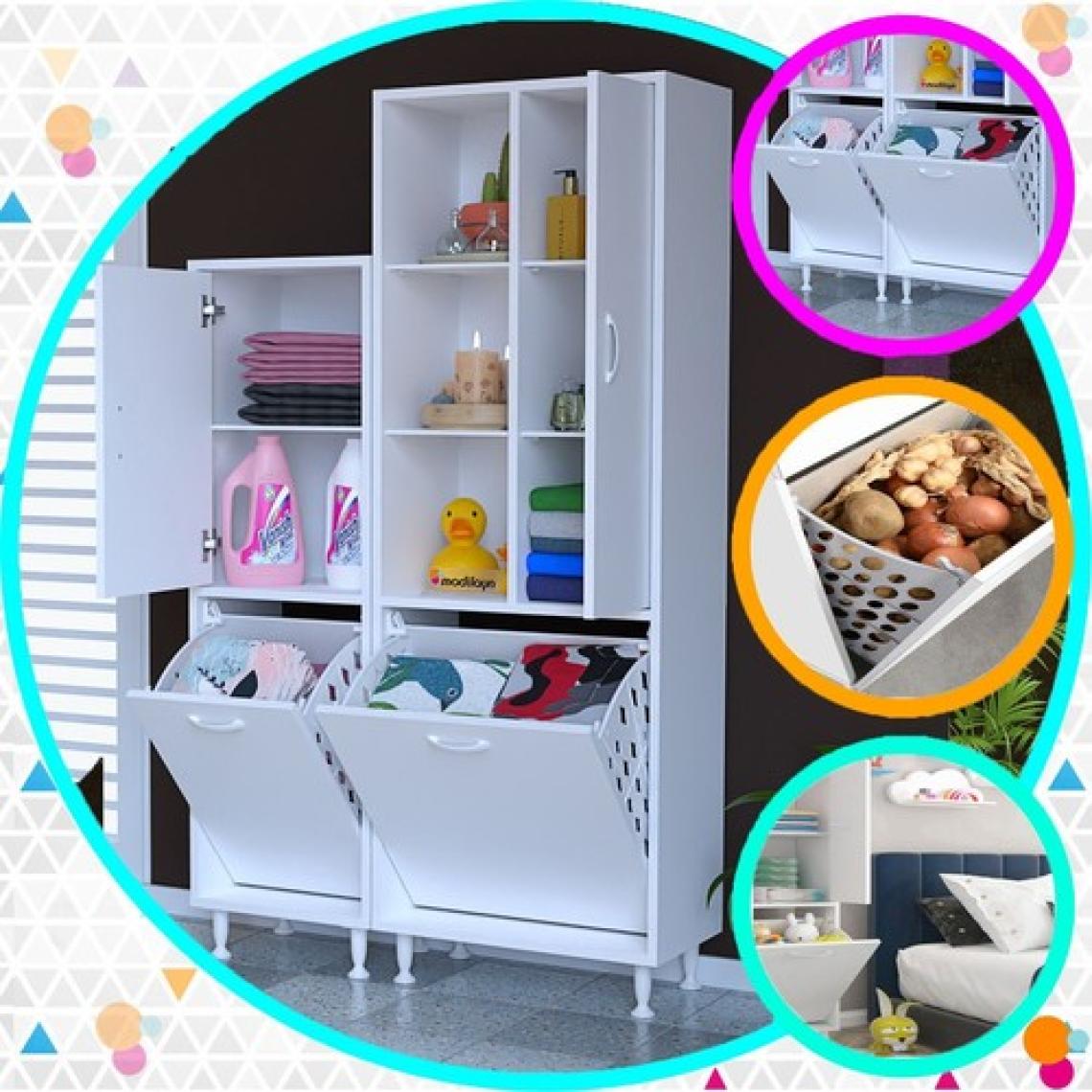 MODİLAYN Forbest İnci 95 x 165 cm Çamaşır Hazneli Çok Amaçlı Banyo & Mutfak Dolabı