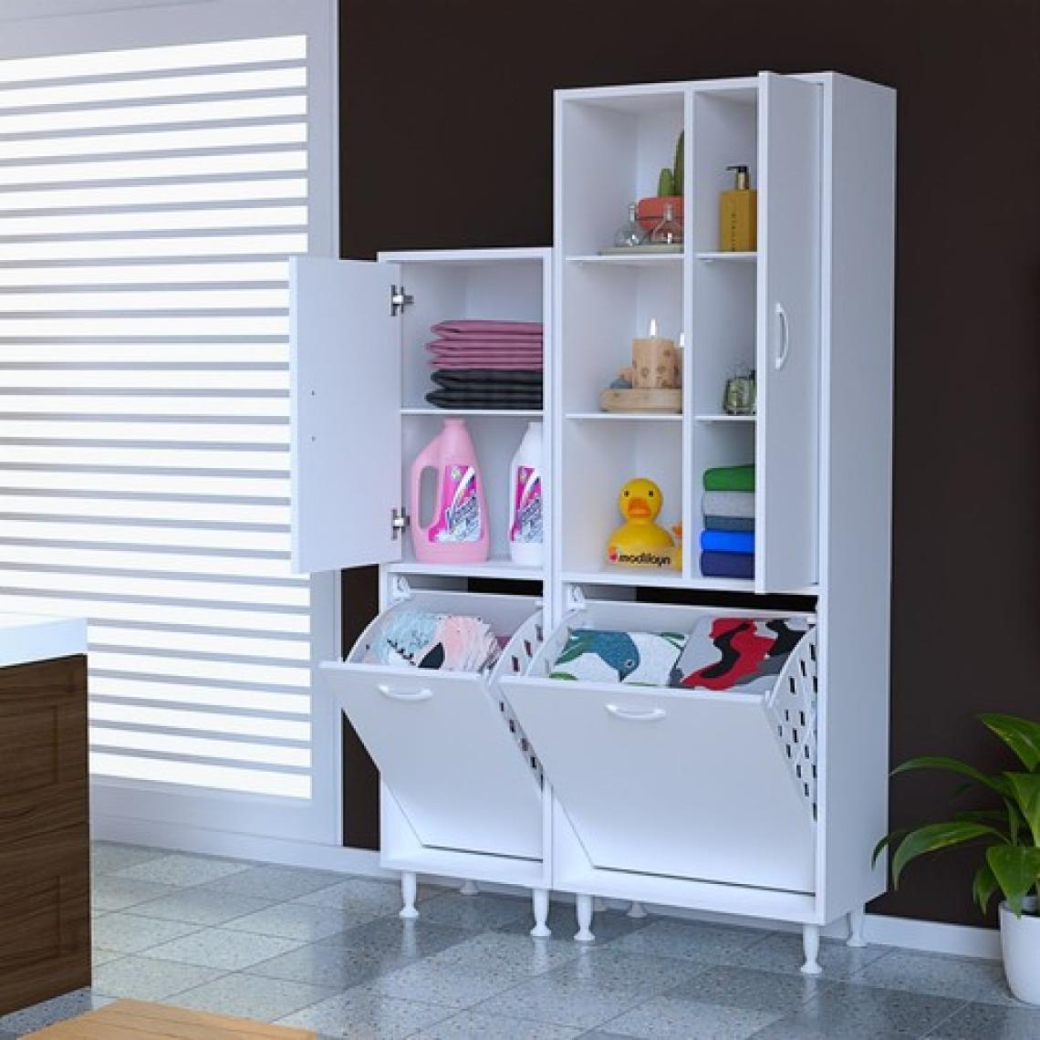 MODİLAYN Forbest İnci 95 x 165 cm Çamaşır Hazneli Çok Amaçlı Banyo & Mutfak Dolabı