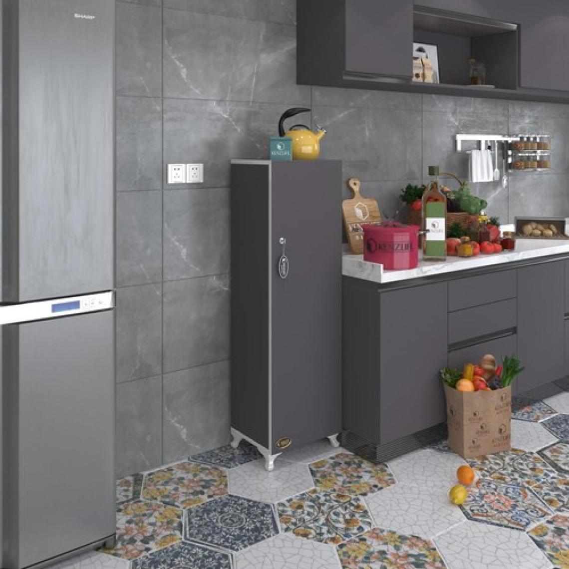 Kenzlife mutfak dolabı zehra 128*030*032 gri kilitli ayaklı banyo evrak ofis kitaplık ayakkabılık kiler