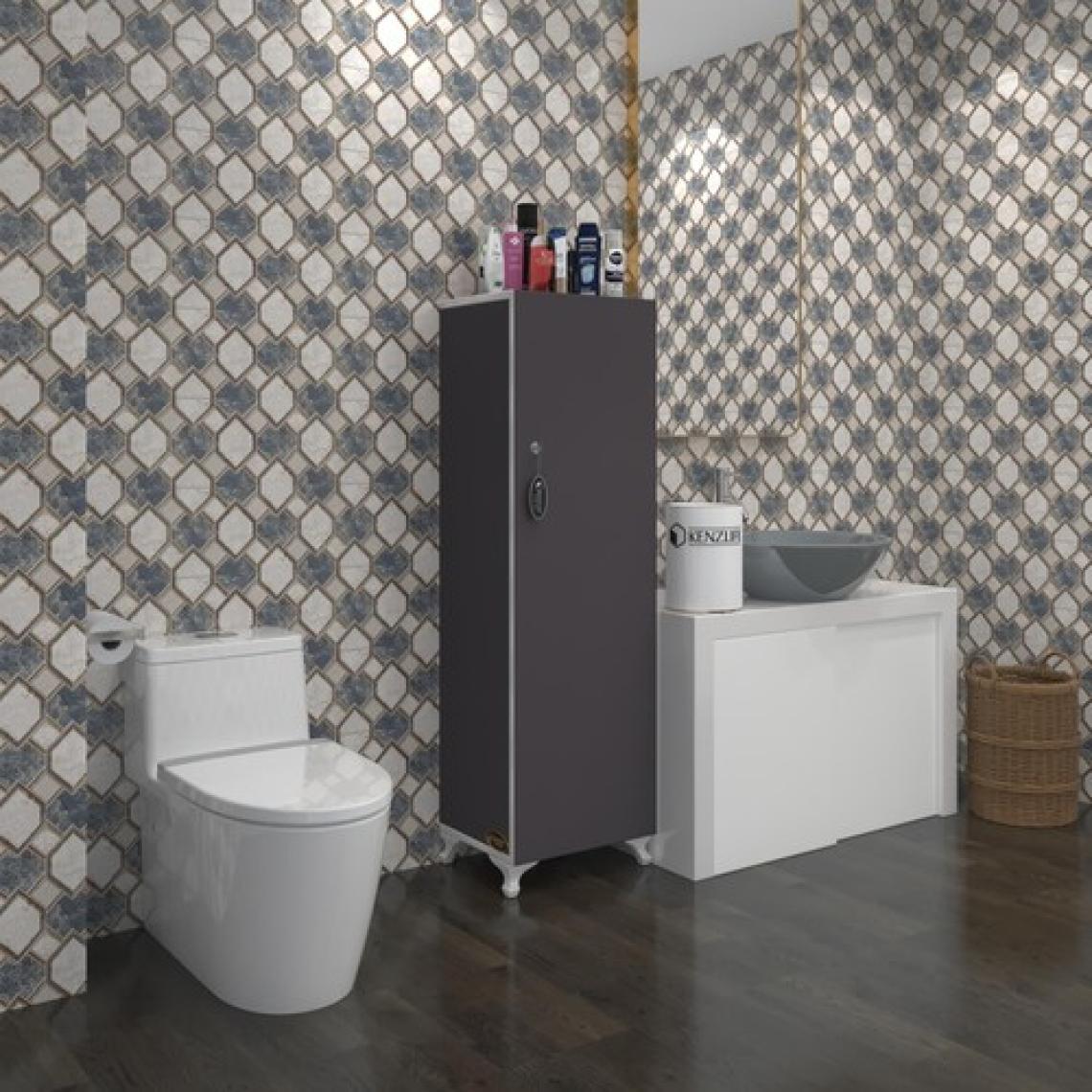 Kenzlife mutfak dolabı zehra 128*030*032 gri kilitli ayaklı banyo evrak ofis kitaplık ayakkabılık kiler