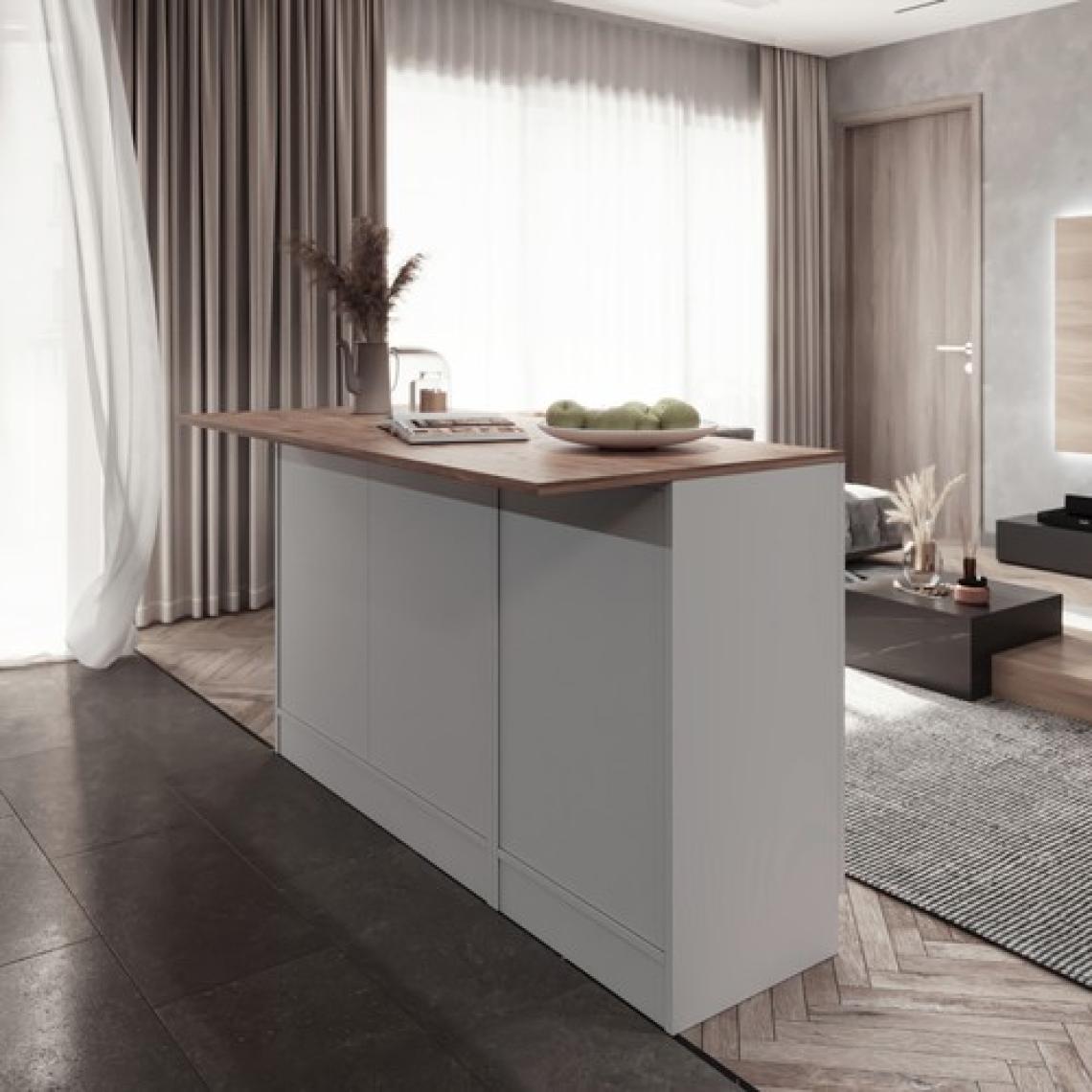 T Designo Katrina Mutfak Adası Alt Modül 120 cm Beyaz Tezgah Dahil