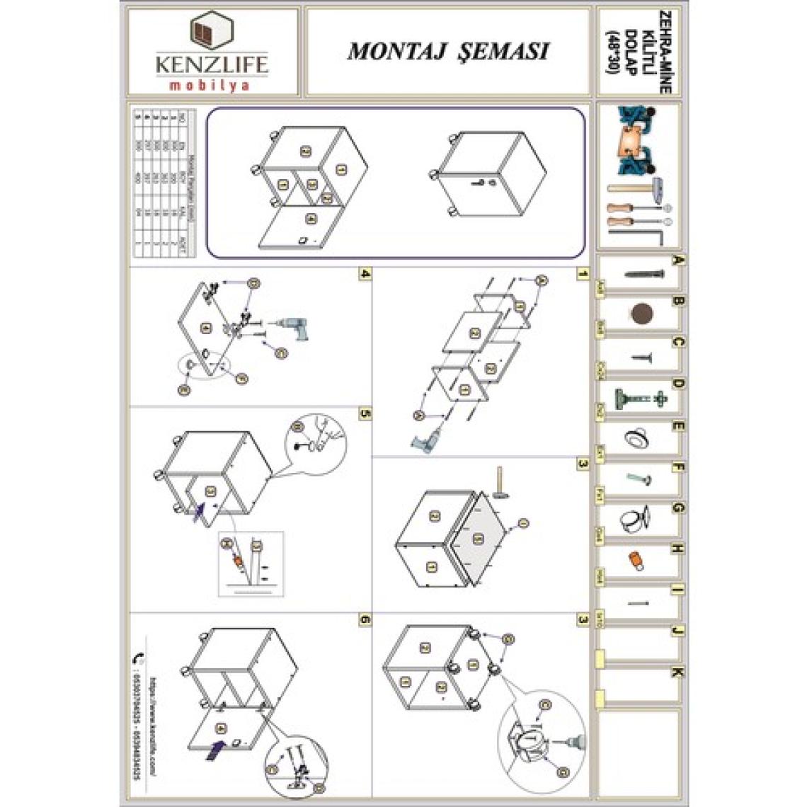Kenzlife mutfak dolabı mine 048*030*032 byz kapaklı tekerlekli banyo evrak ofis kitaplık ayakkabılık kiler