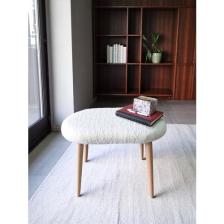 Minimalist Teddy Kumaş Tabure, Ahşap Ayaklı Tabure, Salon, Ofis, Makyaj Masası, Yemek Masası