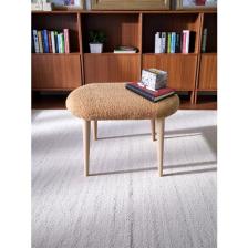 Minimalist Teddy Kumaş Tabure, Ahşap Ayaklı Tabure, Salon, Ofis, Makyaj Masası, Yemek Masası