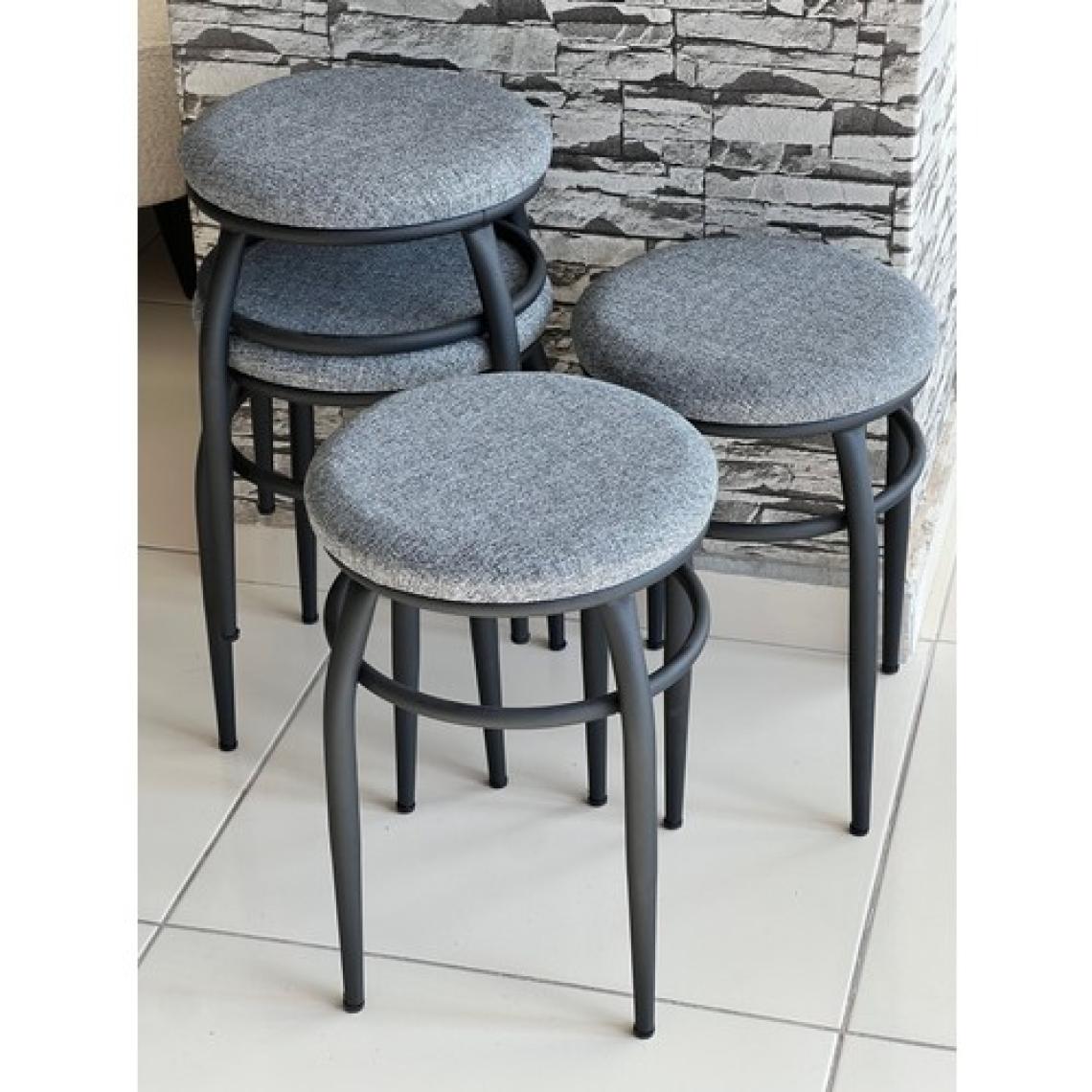 Ars 4 Adet Demir Ayaklı Tabure,gri Tabure, Mutfak Balkon Taburesi, Kumaş Tabure, Tabure