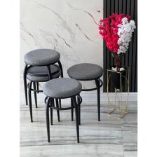 Ars 4 Adet Demir Ayaklı Tabure,gri Tabure, Mutfak Balkon Taburesi, Kumaş Tabure, Tabure