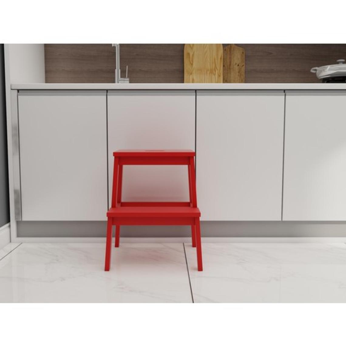 FASTWOOD Basamaklı Ahşap Tabure Kırmızı Renk