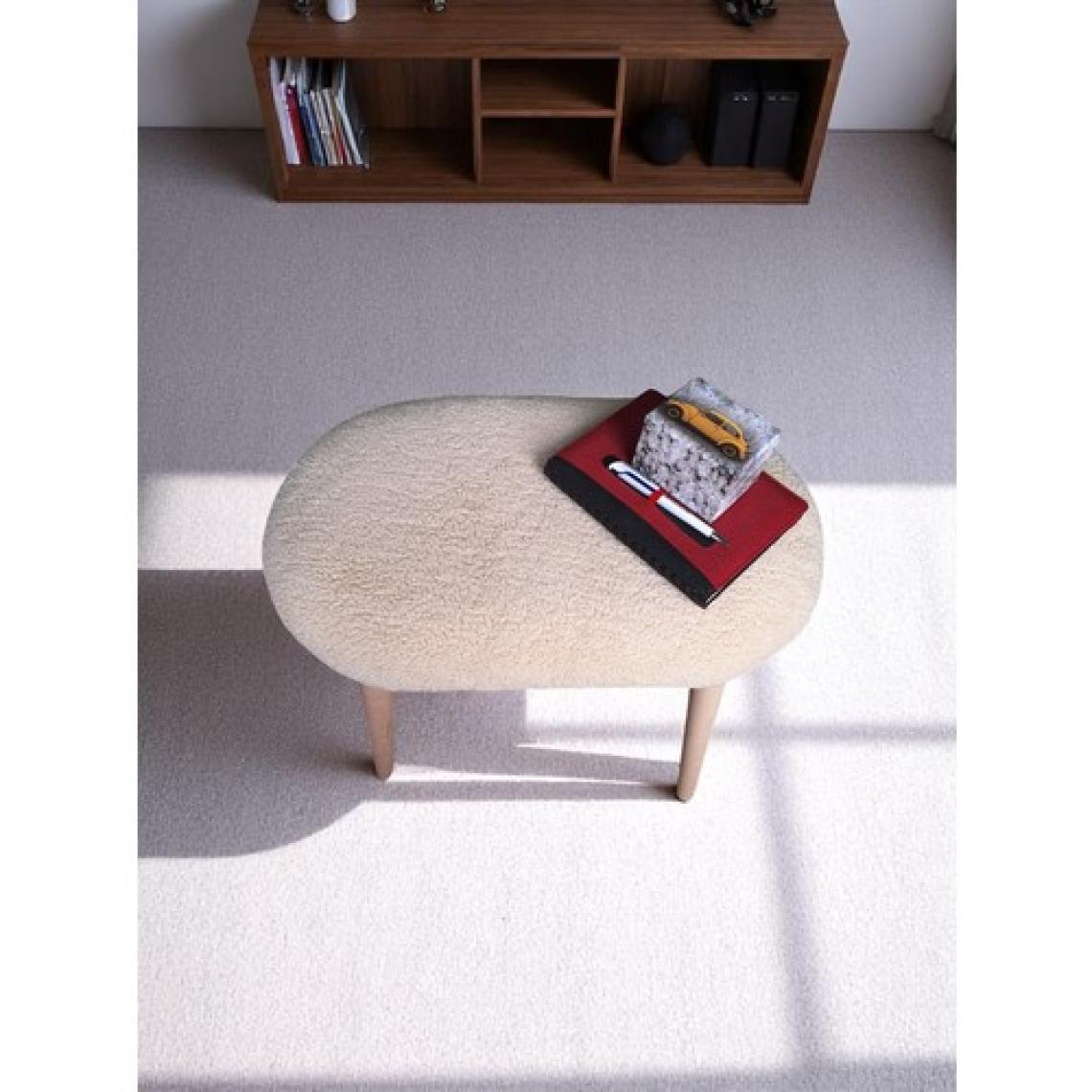 Minimalist Teddy Kumaş Tabure, Ahşap Ayaklı Tabure, Salon, Ofis, Makyaj Masası, Yemek Masası