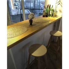 Geppetto Home Ahşap Yüksek Yuvarlak Bar Tabure Sandalye 2'li Ahşap Ham