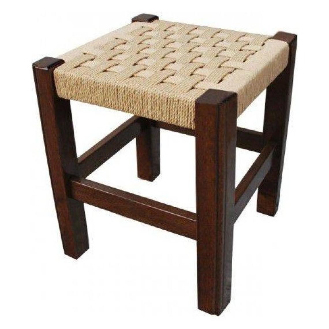 Tabure Ceviz Renk Hasır Örmeli 45 cm