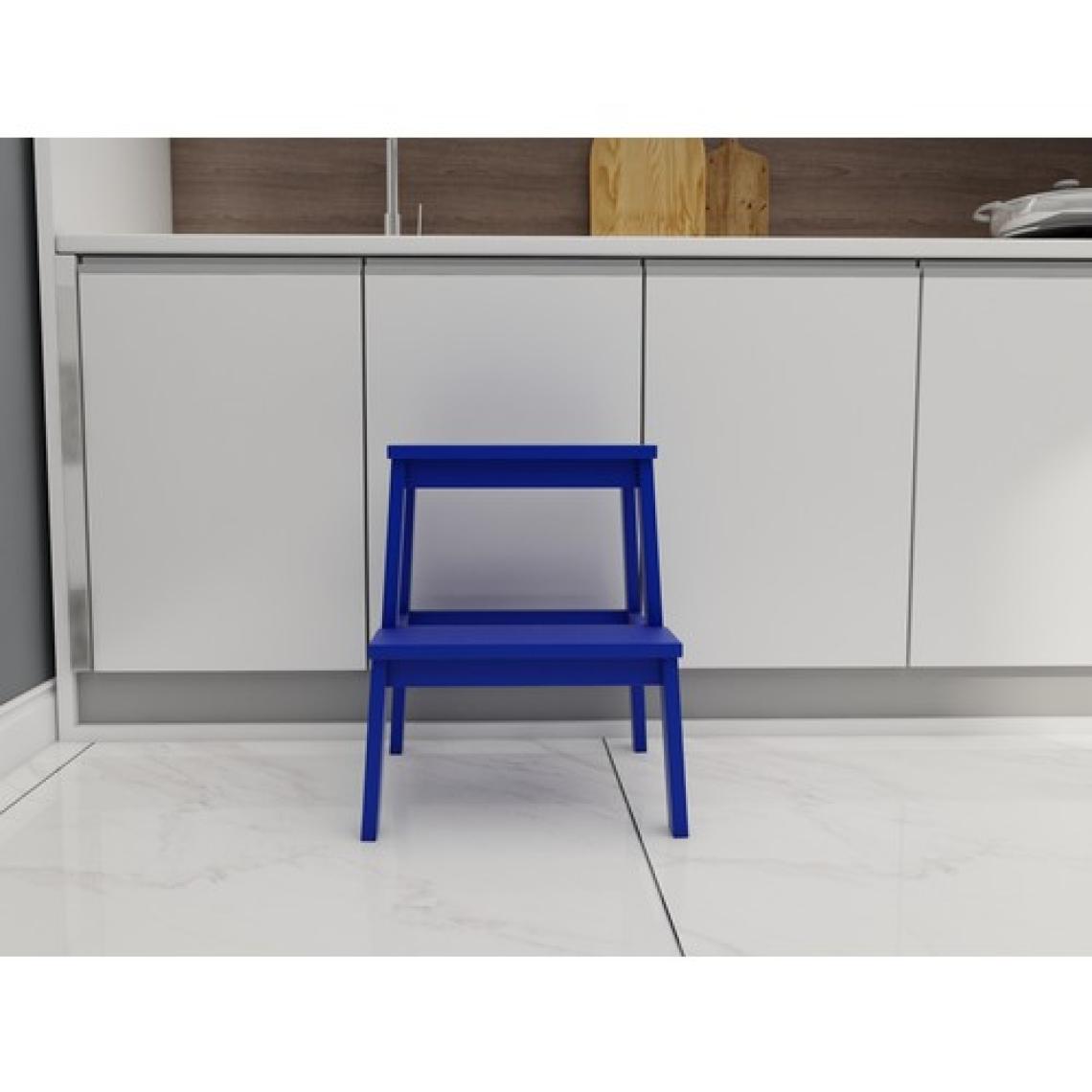 FASTWOOD Basamaklı Ahşap Tabure Mavi Renk