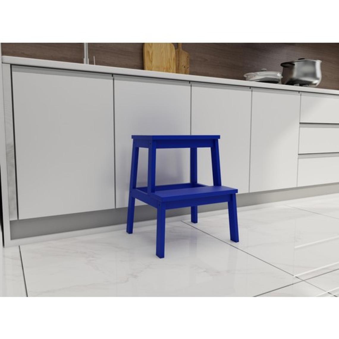 FASTWOOD Basamaklı Ahşap Tabure Mavi Renk