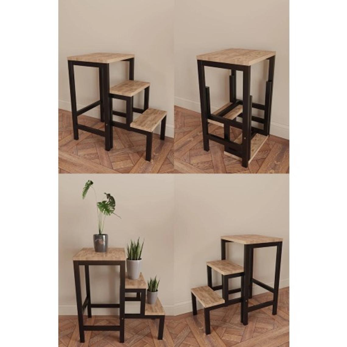 Yüceer Home Katlanabillir Puf Bench Metal Ahşap Basamaklı Tabure Merdiven Çiçeklik Çok Amaçlı Tabure