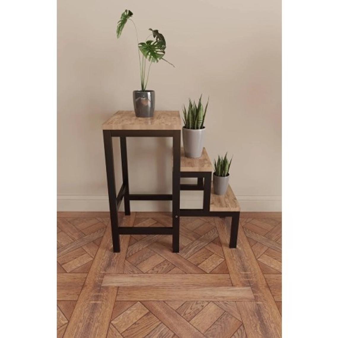 Yüceer Home Katlanabillir Puf Bench Metal Ahşap Basamaklı Tabure Merdiven Çiçeklik Çok Amaçlı Tabure