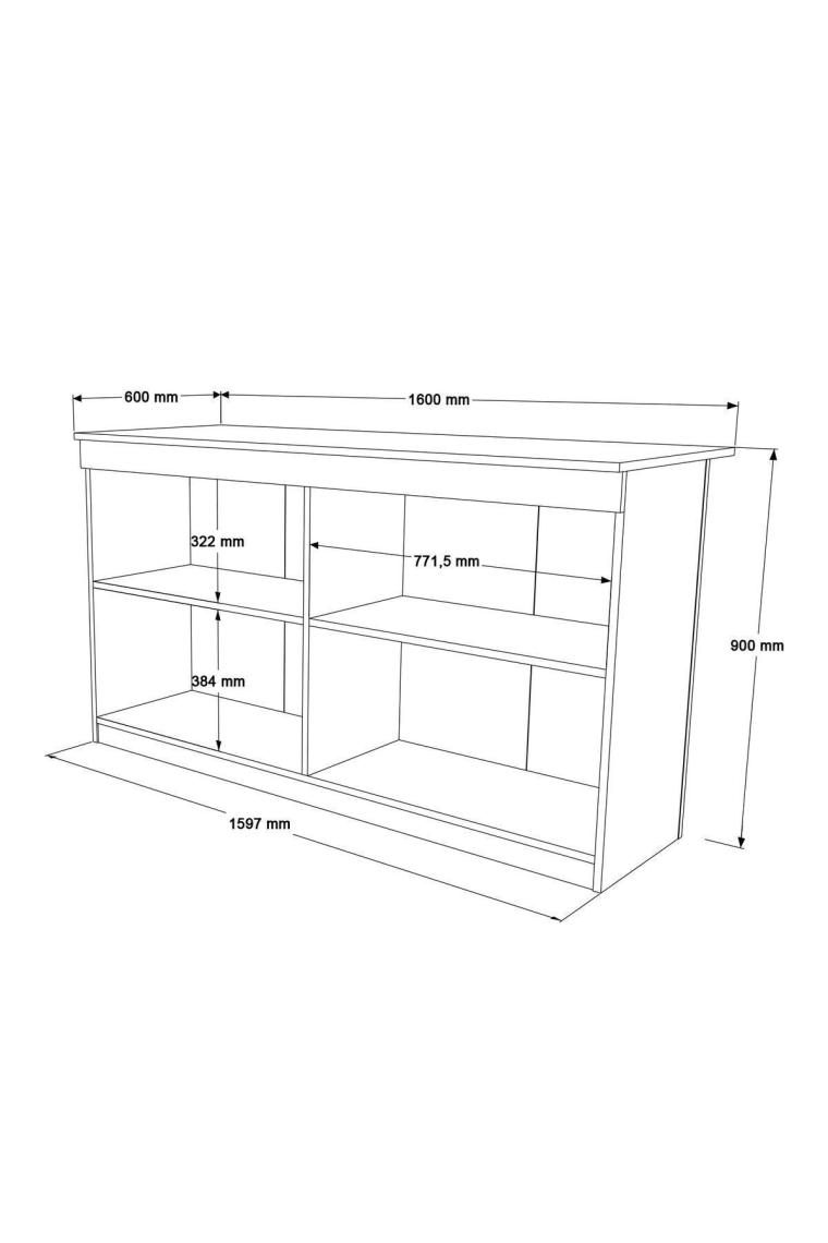 Yurudesign Orren Ada Mutfak Yemek Masası 4 Kapaklı 160CM Sepet Or1-S