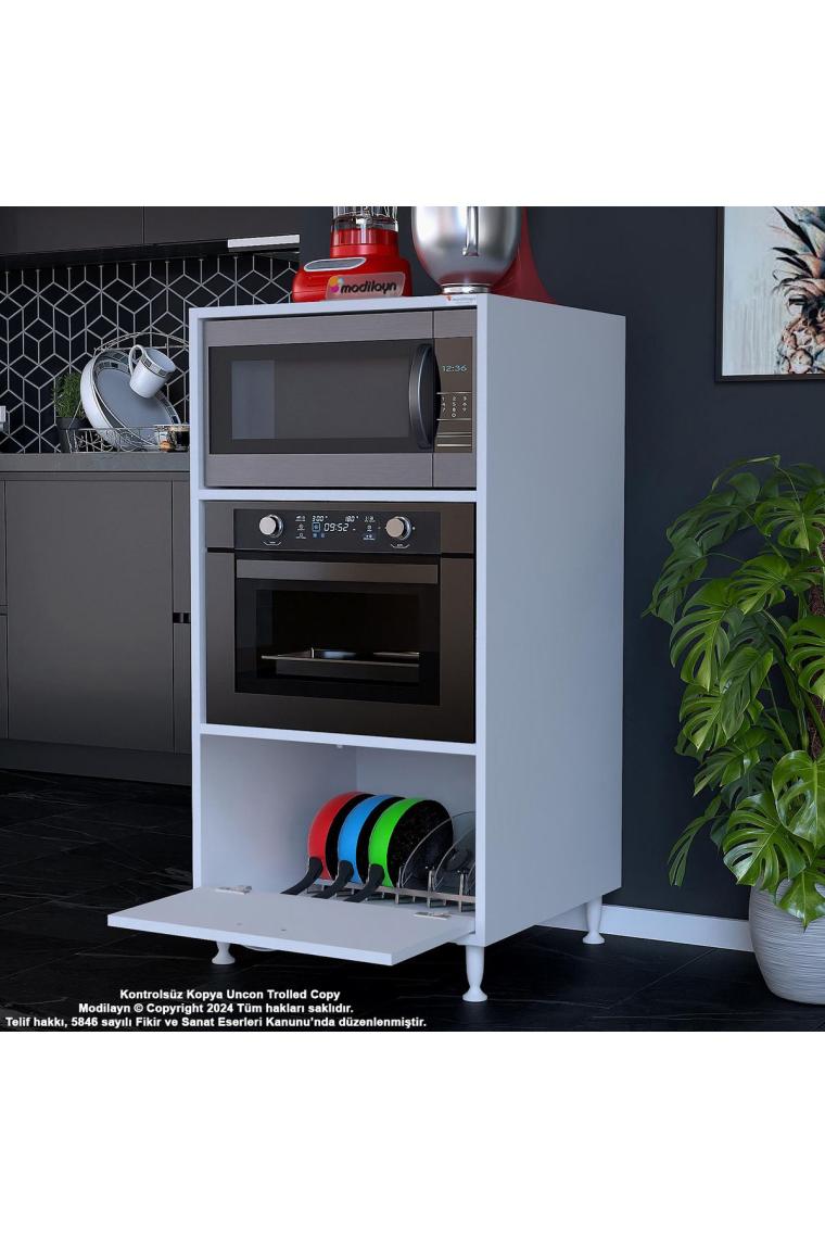 Modilayn SİLVA 59,6 x 119,2 x 56 cm Tek Kapaklı Ankastre Fırın ve Mutfak Dolabı
