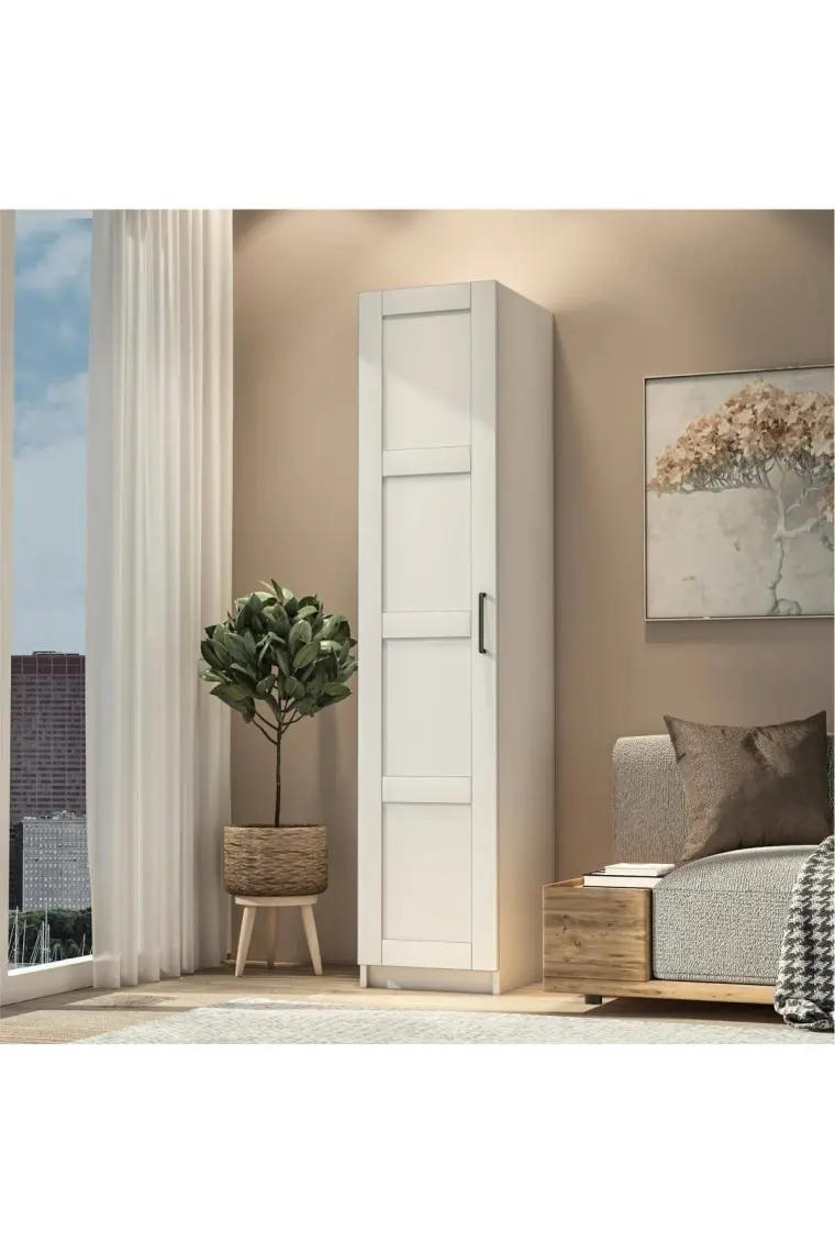 Dekorex MNT111-BEYAZ Kapaklı 5 Bölmeli Dolap