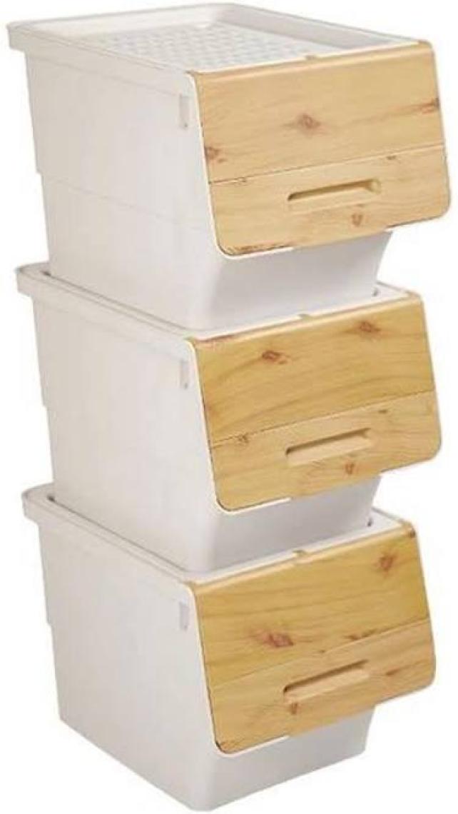 Geseus Motek Organızer Tekerlekli Eşya ve Erzak Kutusu 3X33 LT-MT05 Bambu Kapaklı