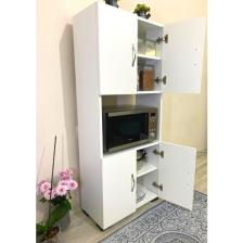 Irmak Mobilya 4 Kapaklı Orta Bölmeli Çok Amaçlı Beyaz Mikrodalga Fırın Dolabı, Mini Fırın Mutfak Dolabı