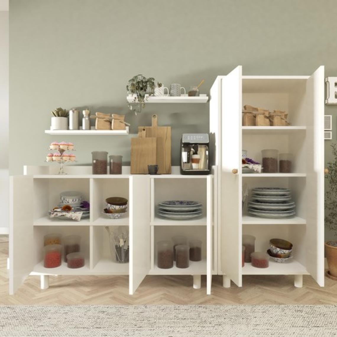 Cool Home Bono Raflı Kahve Köşesi ve Çok Amaçlı Dolap Seti , Erzak Kiler Dolabı Beyaz
