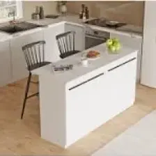 Yurudesign Orren Ada Mutfak Yemek Masası 4 Kapaklı 160CM Beyaz Or1-W