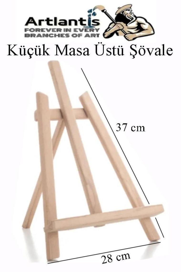 Masa Üstü Şövale 1 Adet Küçük Şövalye 28x37 cm Çam Ağacından İmal Edilmiştir Sanatsal Tuval Sergi