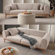 Edsy Home Rebull 3'lü Koltuk Sütlü Kahve