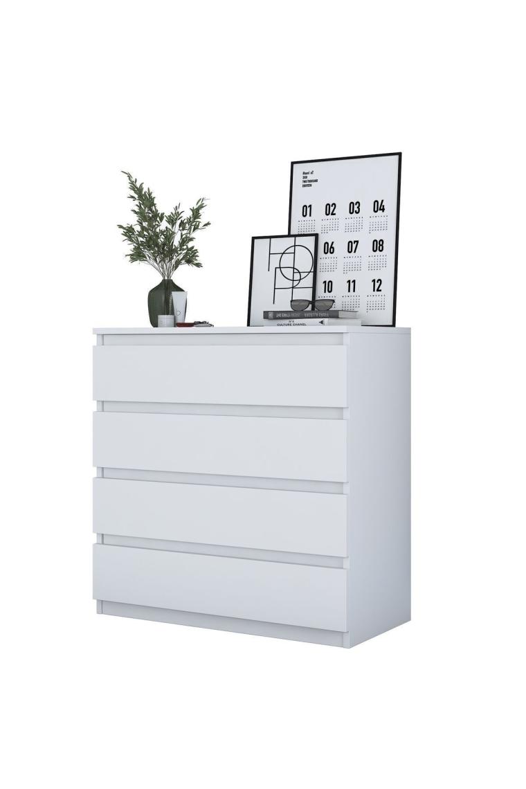 Rani Be102 Şifonyer 4 Çekmeceli Yatak Odası Bebek Odası Beyaz 91 X 80 Cm