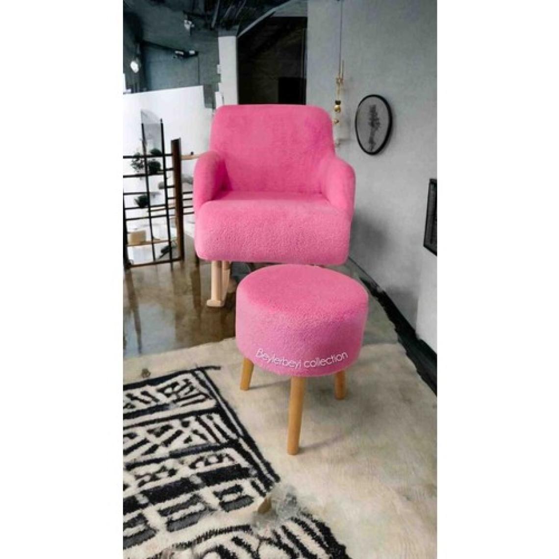 Beylerbeyi Sallanan Ahşap Ayaklı , Pembe. Rengi Berjer Koltuk - Puf Hediyeli