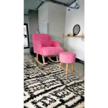 Beylerbeyi Sallanan Ahşap Ayaklı , Pembe. Rengi Berjer Koltuk - Puf Hediyeli