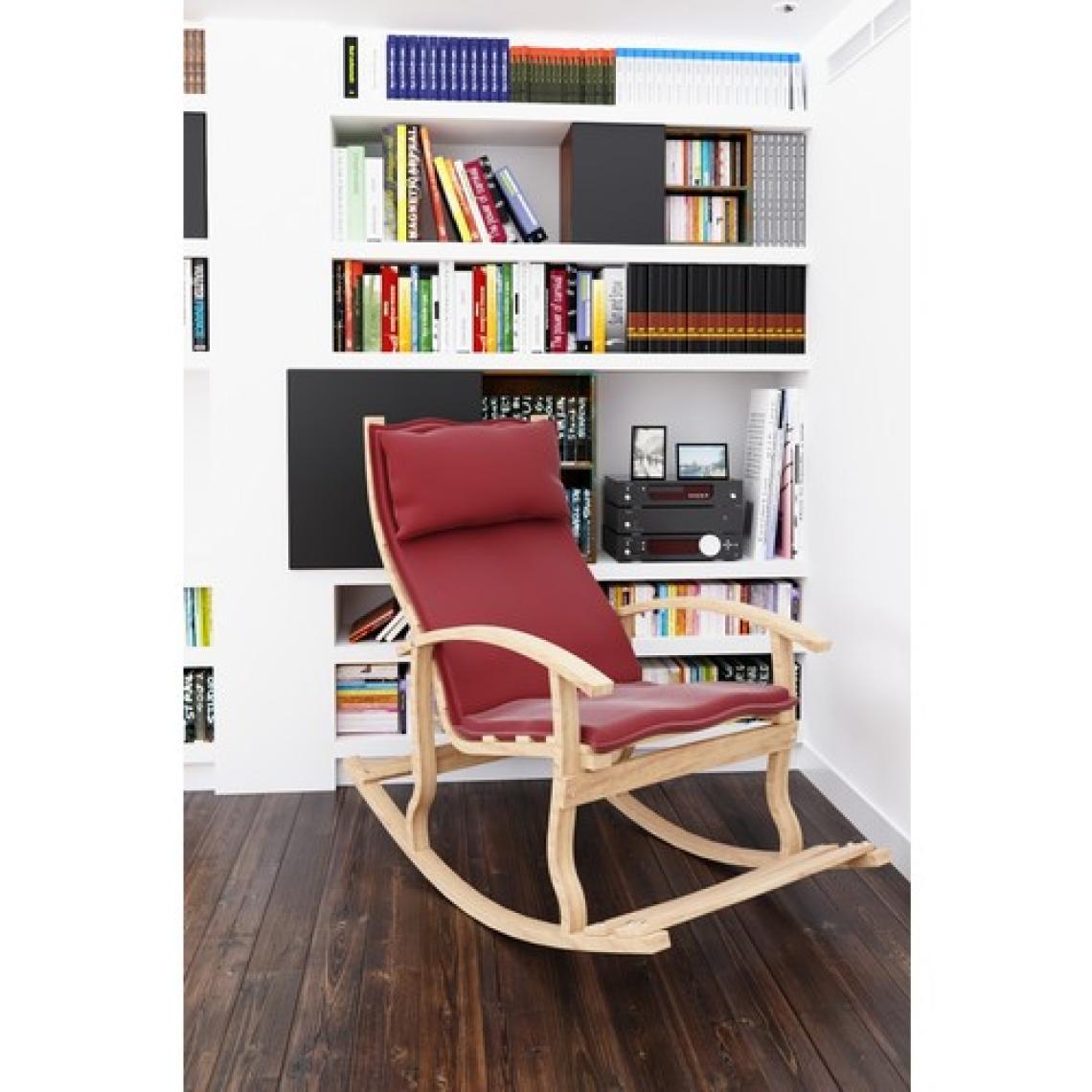 Mobil Deco Padişah Ahşap Sallanan Sandalye Bordo - Doğal