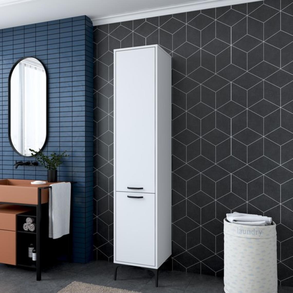 Rani JE111 Çok Amaçlı Dolap 2 Kapaklı 6 Raflı Banyo Kiler Mutfak Dolabı Beyaz