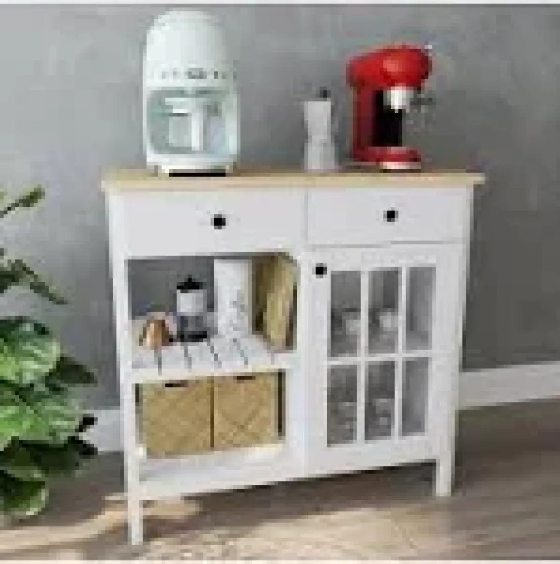 Just Home Çok Amaçlı Kahve Büfesi - Beyaz - 90 cm