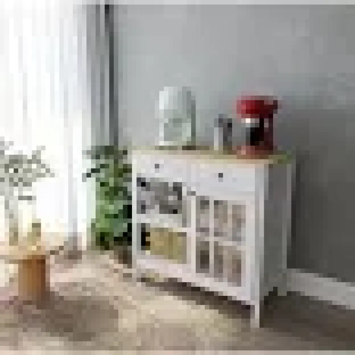 Just Home Çok Amaçlı Kahve Büfesi - Beyaz - 90 cm