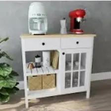 Just Home Çok Amaçlı Kahve Büfesi - Beyaz - 90 cm