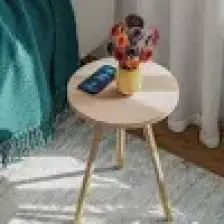 İntergo Yuvarlak Yan Sehpa Ahşap Ayaklı Tekli Zigon Sehpa