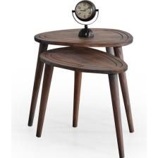 Faw Decor Sweet Doğal Ahşap Zigon Sehpa 2'li Set, Modern Masif Yan Sehpa