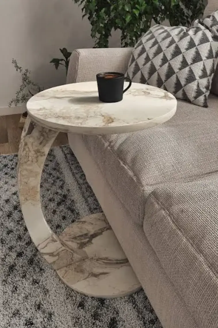 İntergo Tekerlekli C Sehpa Koltuk Sehpası Yan Sehpa Zigon Sehpa Servis Sehpası