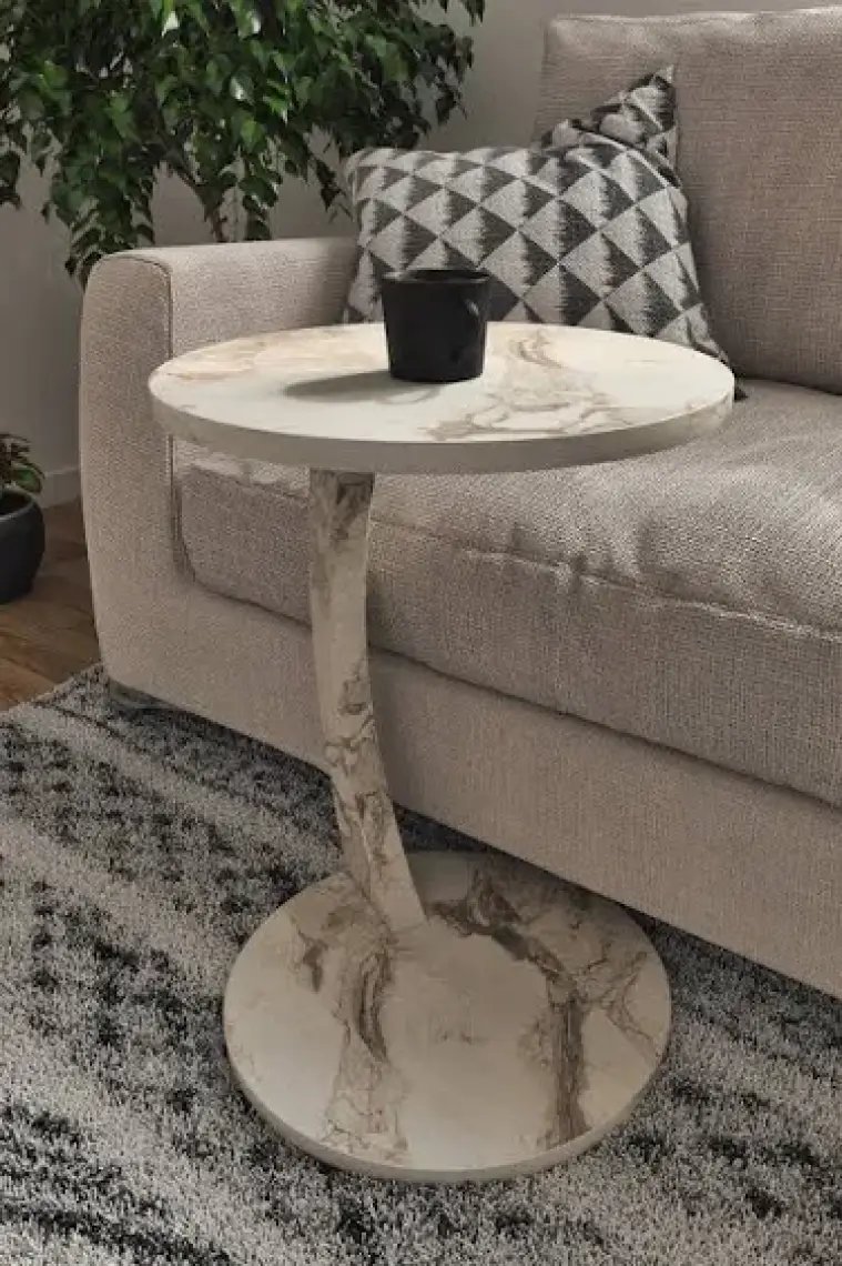 İntergo Tekerlekli C Sehpa Koltuk Sehpası Yan Sehpa Zigon Sehpa Servis Sehpası
