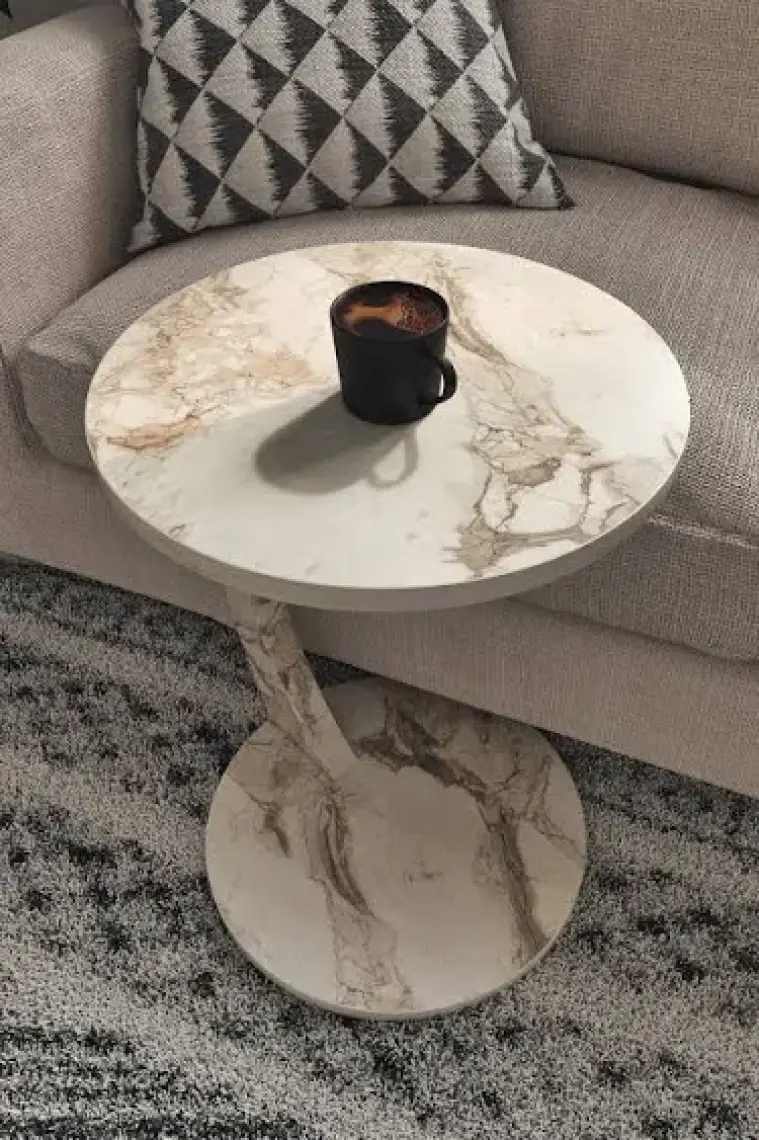 İntergo Tekerlekli C Sehpa Koltuk Sehpası Yan Sehpa Zigon Sehpa Servis Sehpası