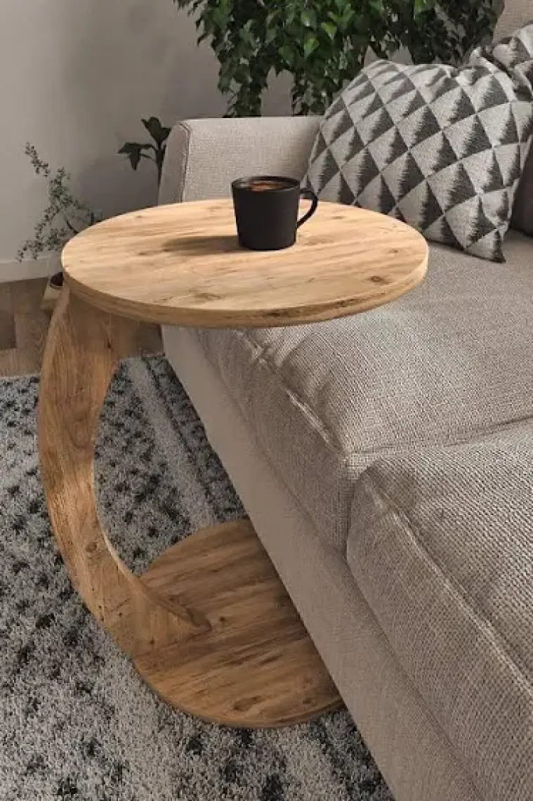 İntergo Tekerlekli C Sehpa Koltuk Sehpası Yan Sehpa Zigon Sehpa Servis Sehpası