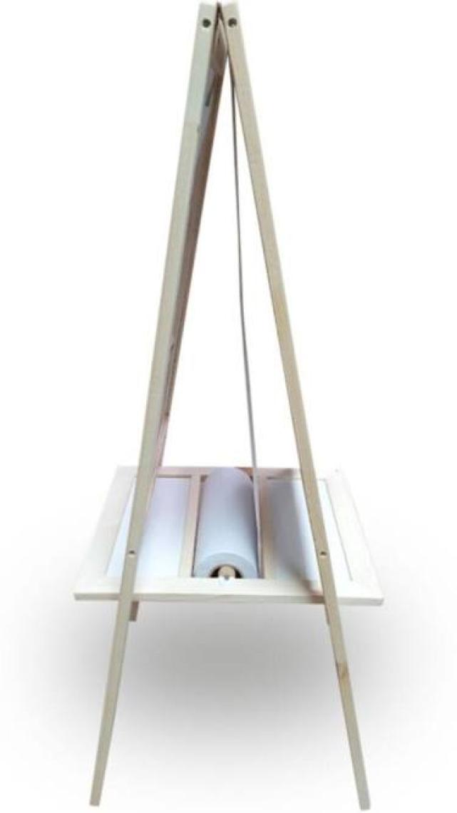 Armode Rulo Kağıtlı Çift Taraflı Ayaklı Ahşap Çocuk Yazı Tahtası Beyaz-Beyaz 115 x 50 cm