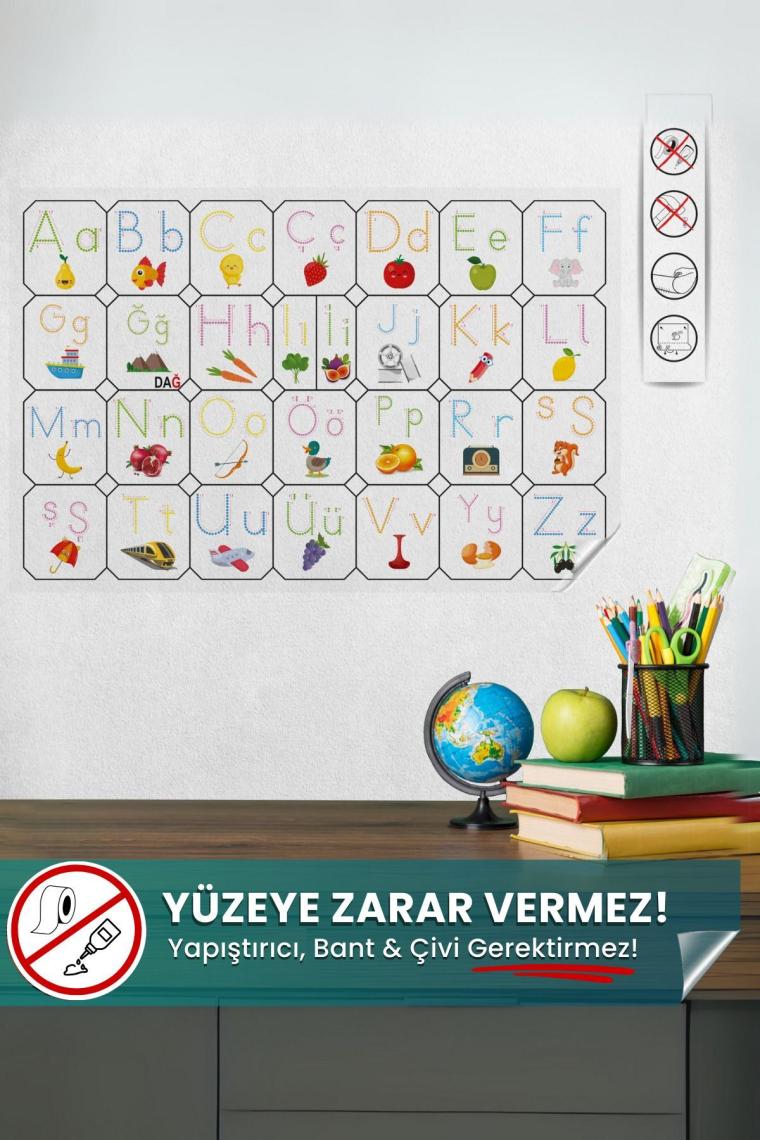 Pi Papers Resimli Türkçe Alfabe, Yüzeye Zarar Vermeyen Sihirli Akıllı Kağıt Yazı Tahtası, Alfabe Öğreniyorum