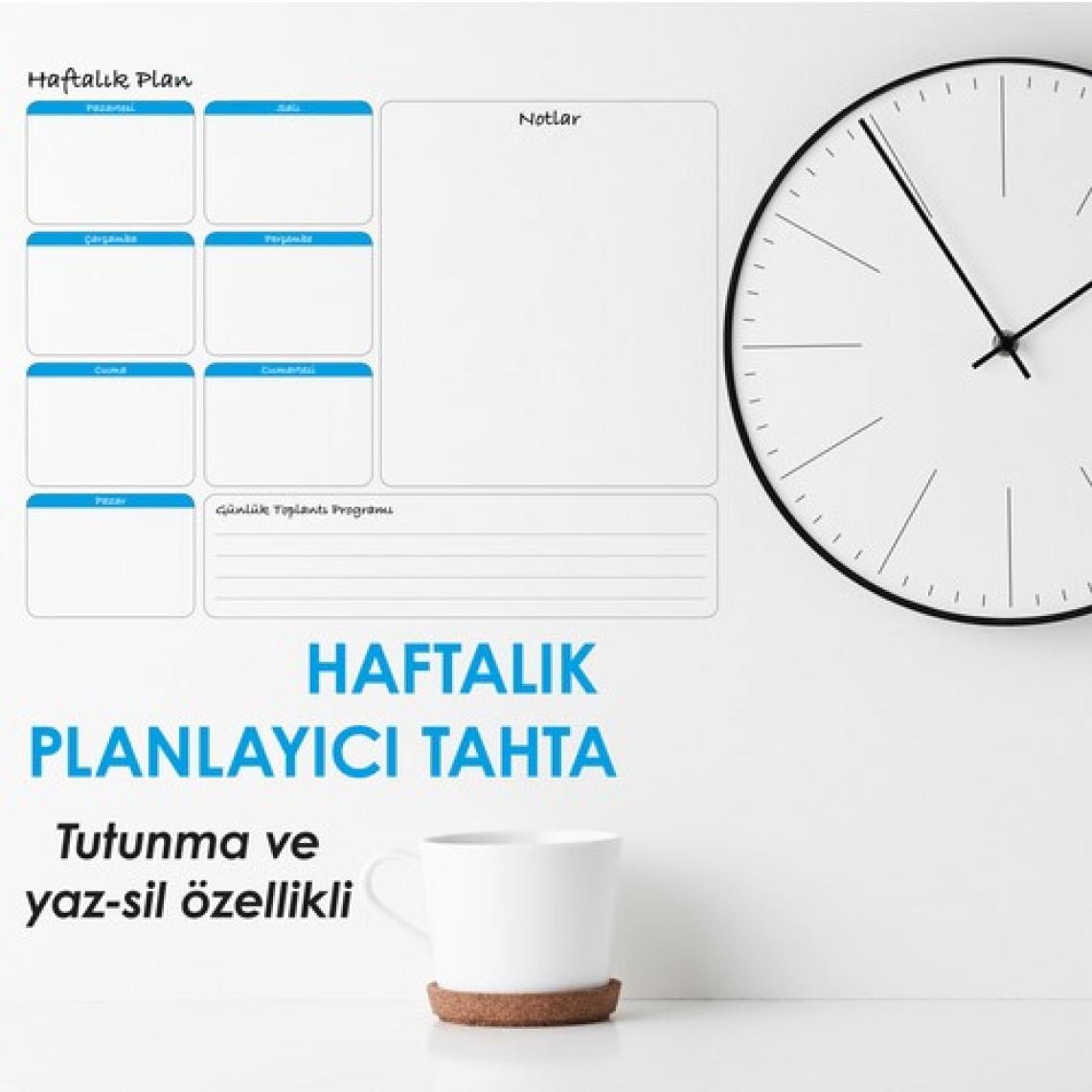 Cengo Haftalık Planlayıcı Takvim Çizelgesi Kağıt Tahta + Doldurulabilir Silgili Beyaz Tahta Kalemi