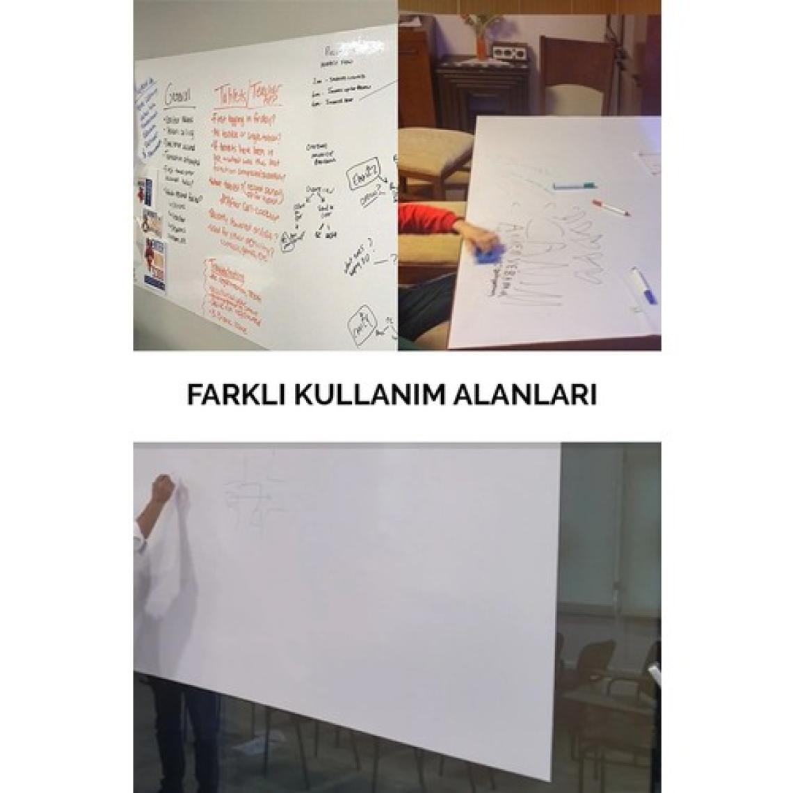 Pi Papers Akıllı Kağıt - 150x200 Cm Beyaz, 2 Adet Not Belge Fotoğraf Tutucu Özellikli Statik Sihirli Pano