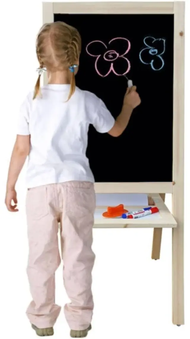 Armode Rulo Kağıtlı Çift Taraflı Ayaklı Ahşap Çocuk Yazı Tahtası Siyah-Beyaz 115 x 50 cm
