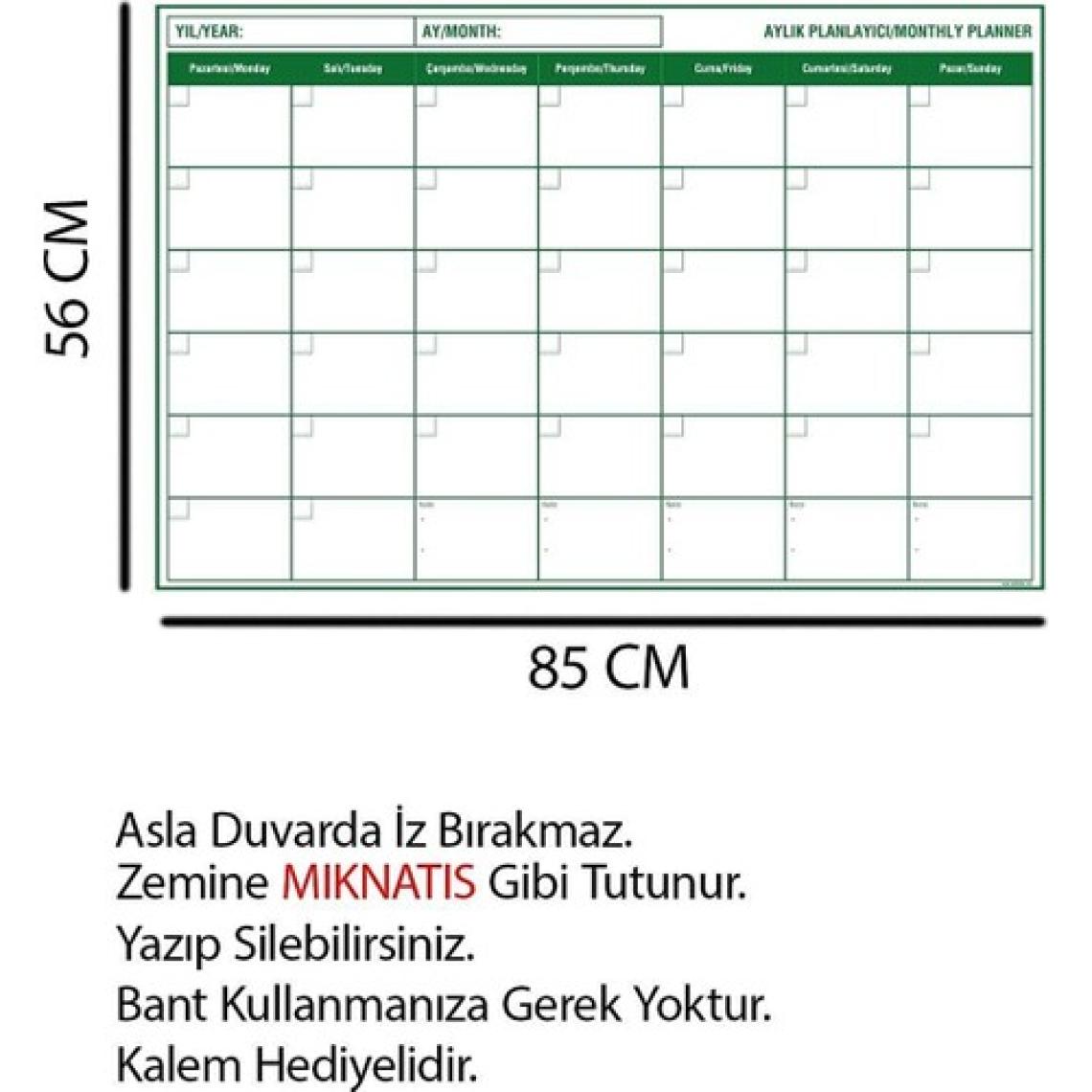 Tutunabilir Kağıt Aylık Planlayıcı - Haftalık Planlayıcı Takvim - 4 Lü Kalem Set Yazı Tahtası Akıllı Kağıt Tahta