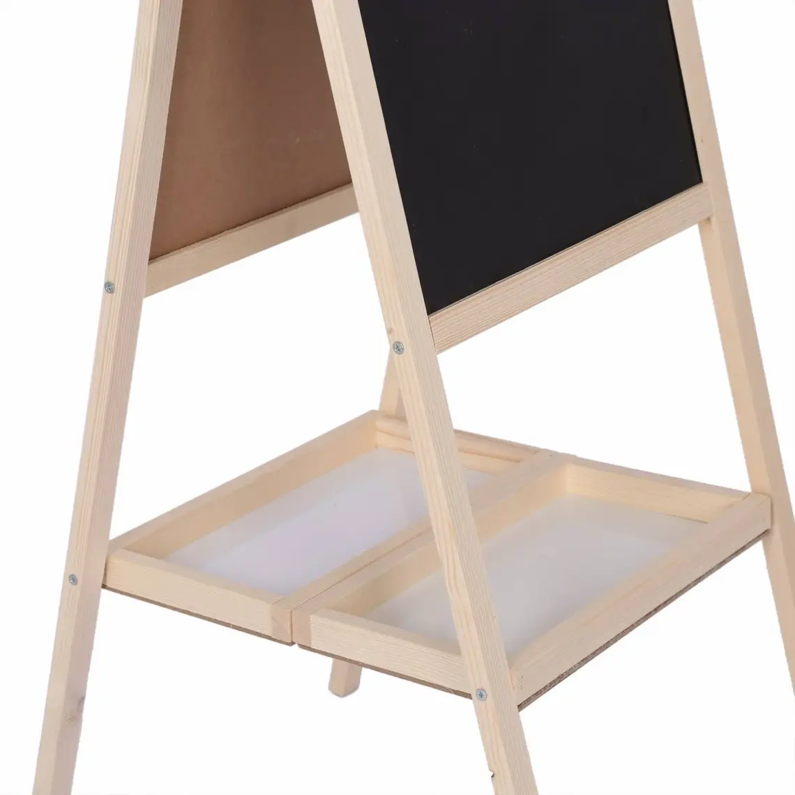 Akyazı Ahşap Çift Taraflı Ayaklı Çocuk Yazı Tahtası 50x110 cm - 1 Adet Tahta Kalemi, Tebeşir ve Yazı Tahtası Silgisi