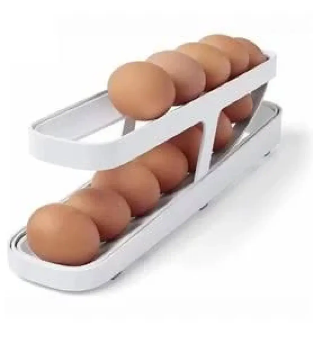 2 Katlı Otomatik Buzdolabı Yumurta Standı Yumurtalık Rafı Saklama Kabı Buzdolabı Organizer